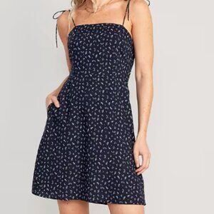 NWT Old Navy Fit & Flare Printed Tie-Shoulder Mini Dress
